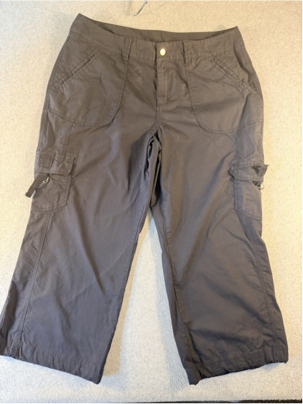 Capri Pants Capris Size 20 Venezia Black Cotton Stretch Button Zip Flat Front
